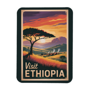Äthiopien Sonnenuntergang Reise Kunst Vintage Magnet