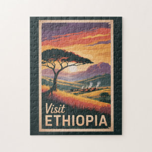 Äthiopien Sonnenuntergang Reise Kunst Vintage Puzzle