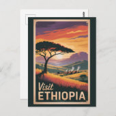 Äthiopien Sunset Travel Art Vintag Postkarte (Vorne/Hinten)