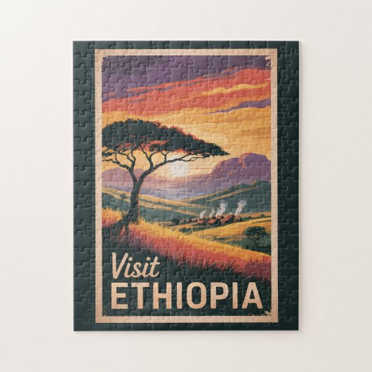 Äthiopien Sunset Travel Art Vintag Puzzle (Vertikal)