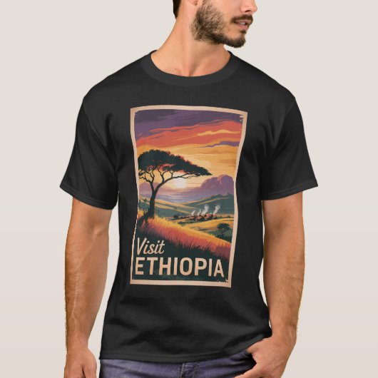 Äthiopien Sunset Travel Art Vintag T-Shirt (Vorderseite)