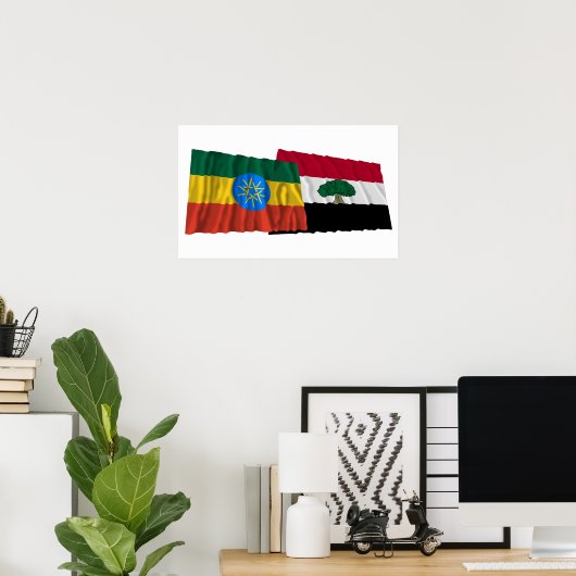 Äthiopien und Oromia Waving Fahnen Poster (Heimbüro)