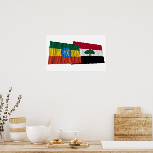 Äthiopien und Oromia Waving Fahnen Poster (Küche)