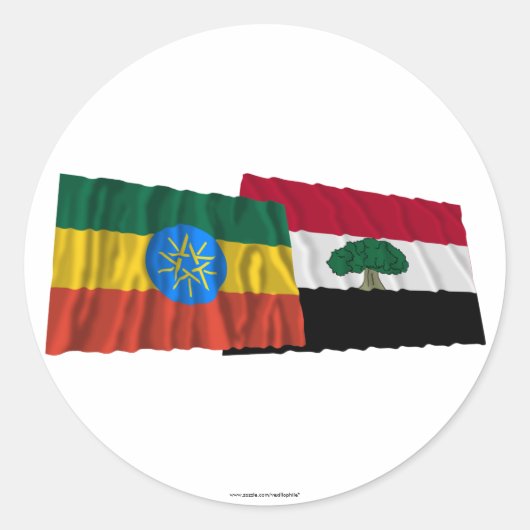 Äthiopien und Oromia Waving Fahnen Runder Aufkleber (Vorderseite)