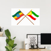 Äthiopien und Somalia - Grenzflaggen Poster (Heimbüro)