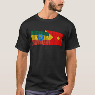 Äthiopien und Tigray wellenartig bewegende Flaggen T-Shirt
