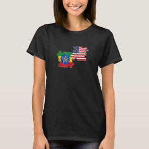 Äthiopien USA Zuhause Äthiopisch Amerikanische Fla T-Shirt