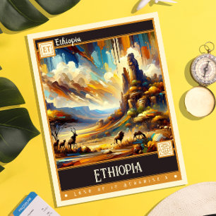 Äthiopien Vintage-Gemälde Postkarte