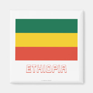 Äthiopien - Zivile Flagge mit Namen Magnet