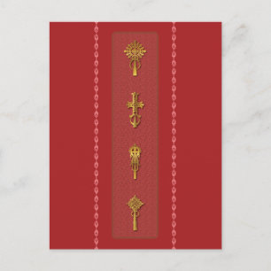 Äthiopisch-Orthodoxe Kreuze – Gold auf Rot Postkarte