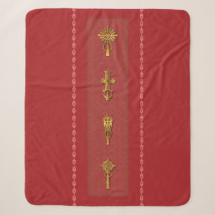 Äthiopisch-Orthodoxe Kreuze – Gold auf Rot Sherpadecke