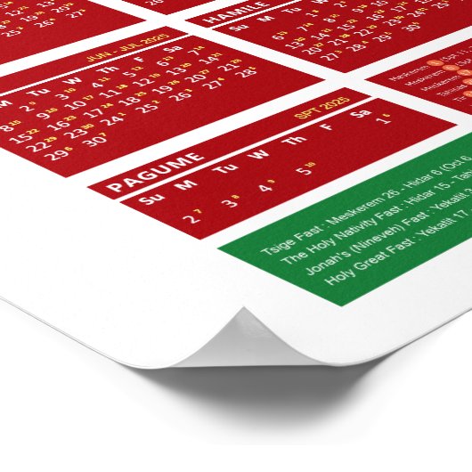 Äthiopisch-orthodoxer Faasting Calendar 2017 Poster (Ecke)