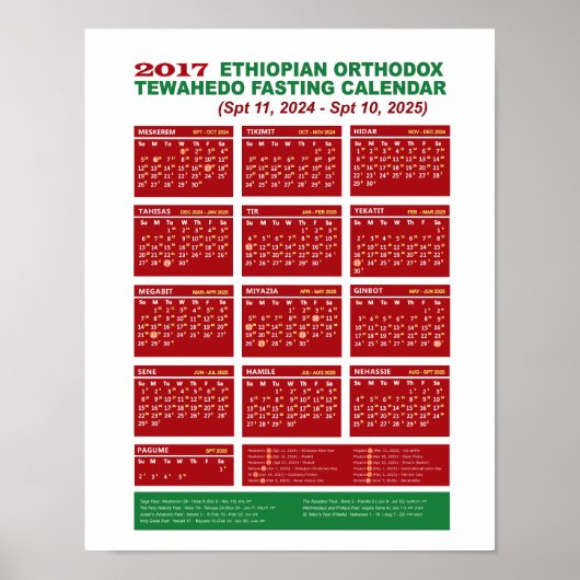 Äthiopisch-orthodoxer Faasting Calendar 2017 Poster (Vorne)
