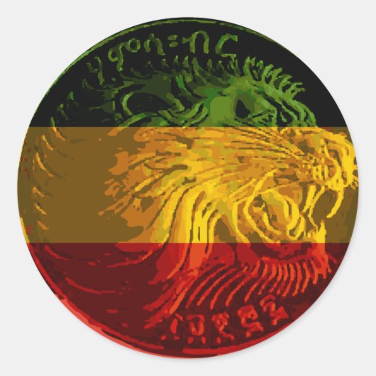 Äthiopisch Rasta Lion Round Sticker (Vorderseite)