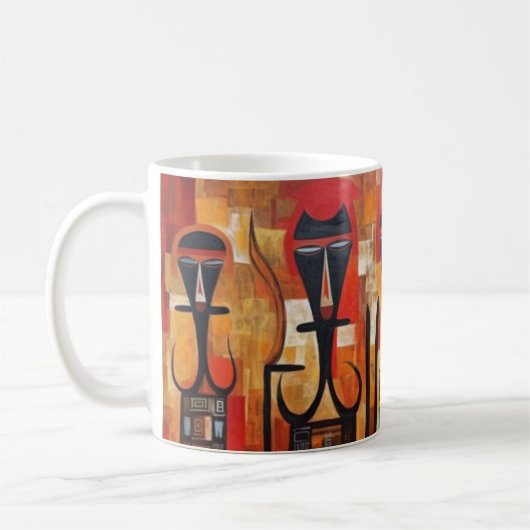 Äthiopische abstrakte Kunst, Afrikanische Kunst Kaffeetasse (Links)