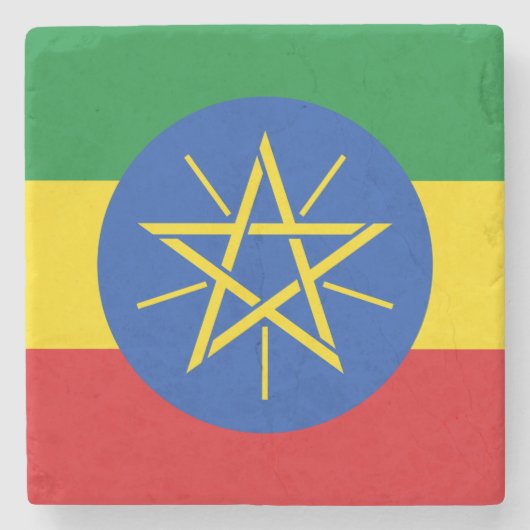Äthiopische Flagge (Äthiopien) Steinuntersetzer (Vorderseite)