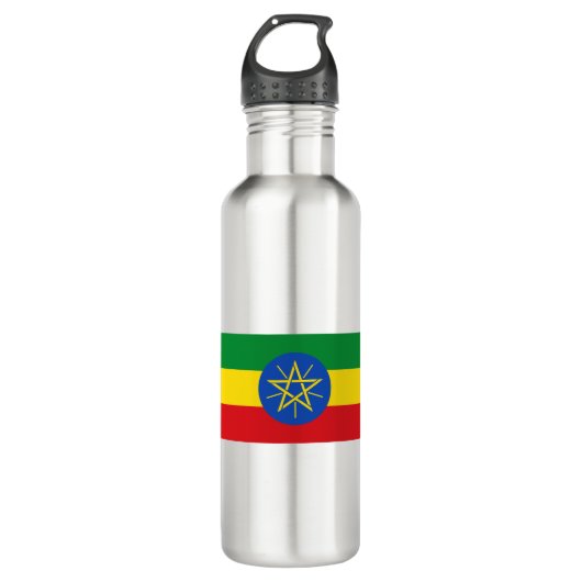 Äthiopische Flagge Edelstahlflasche (Vorderseite)