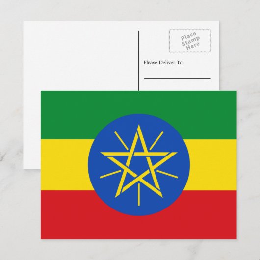 Äthiopische Flagge, Flagge Äthiopiens Postkarte (Vorne/Hinten)
