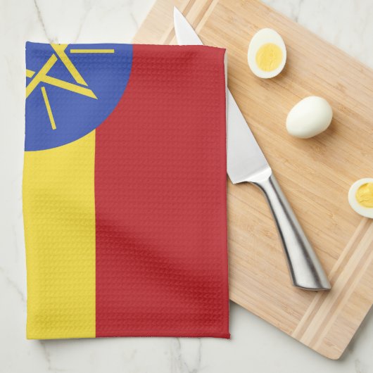Äthiopische Flagge Geschirrtuch (Viertel Falte)