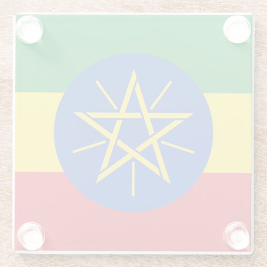 Äthiopische Flagge Glasuntersetzer (Rückseite)