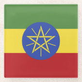 Äthiopische Flagge Glasuntersetzer (Vorderseite)