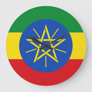 Äthiopische Flagge Große Wanduhr