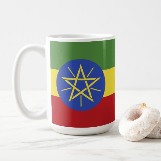 Äthiopische Flagge Kaffeetasse (Mit Donut)