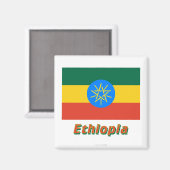 Äthiopische Flagge mit Namen Magnet (Vorderseite/Rückseite)
