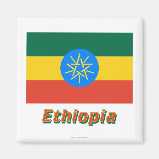 Äthiopische Flagge mit Namen Magnet (Vorne)