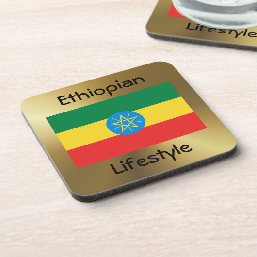Äthiopische Flagge+Text-Untersetzer Untersetzer (Linke Seite)