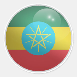 Äthiopische Glossy Circle Flag Runder Aufkleber