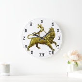 Äthiopische goldene Löwenzeit - runde (große) Uhr (Zuhause)