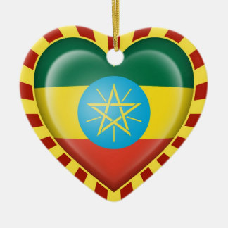 Äthiopische Herz-Flagge mit Sun-Strahlen Keramikornament