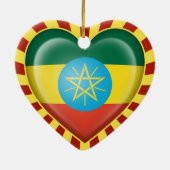 Äthiopische Herz-Flagge mit Sun-Strahlen Keramikornament (Hinten)