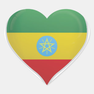 Äthiopische Liebe Flagge Stolz Herzkleber Herz-Aufkleber