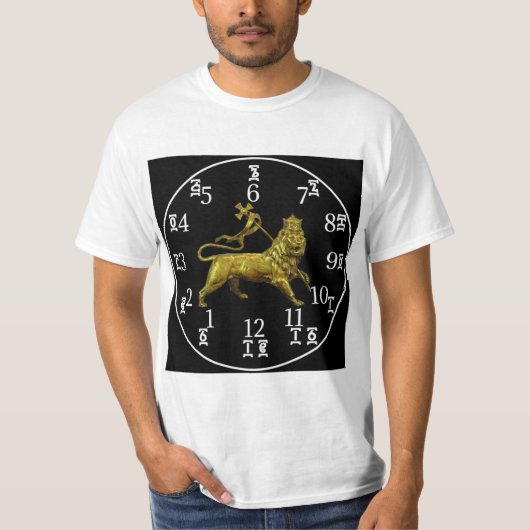 Äthiopische Löwenuhr - Amharische und englische Nu T-Shirt (Vorderseite)