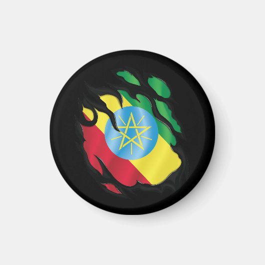 Äthiopische Rippenflagge Magnet (Vorne)