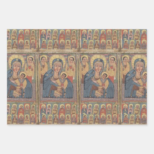 Äthiopische Schwarze Madonna und Kind mit Heiligen Geschenkpapier Set (Vorderseite 3)