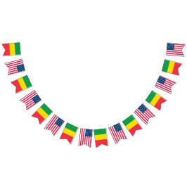 Äthiopische und amerikanische Flaggen Seite an Sei