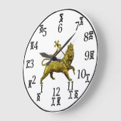 Äthiopische Zahlen Uhr Gold Löwe - Runde (groß) (Winkel)