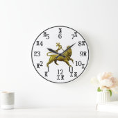 Äthiopische Zahlen Uhr Gold Löwe - Runde (groß) (Zuhause)