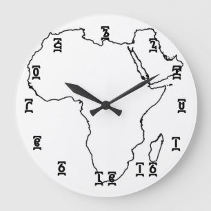 Äthiopische Zeit Afrikas - runde (große) Wanduhr