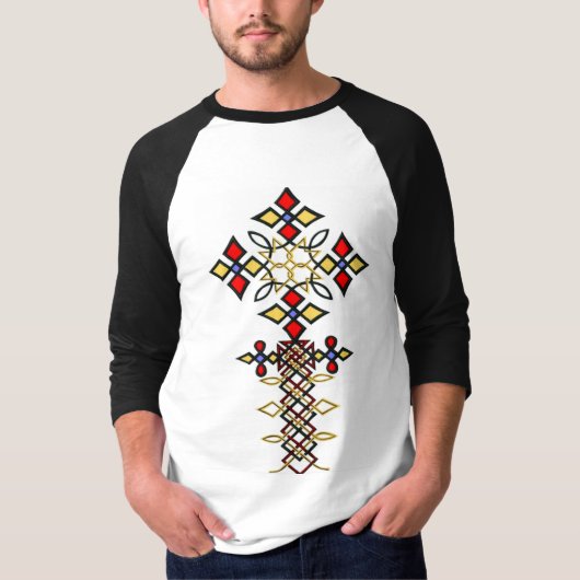 Äthiopischer Cross-Design Männerjugend T - Shirt (Vorderseite)