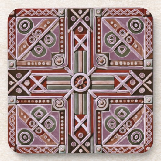 Äthiopischer Design beeinflusst harten Kunststoff- Getränkeuntersetzer (Vorderseite)