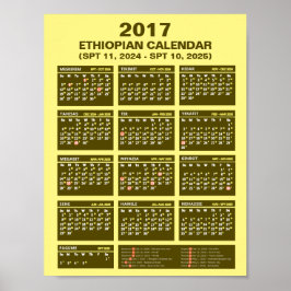 Äthiopischer Kalender 2017 für die Jahre 2024 und Poster