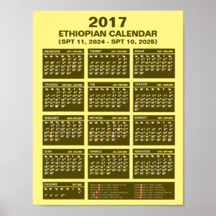 Äthiopischer Kalender 2017 für die Jahre 2024 und  Poster