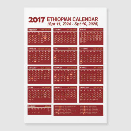 Äthiopischer Kalender-Konverter ፍ ሪ ጅ ላ ይ ሚ የ ለ ጠ Magnetkarte