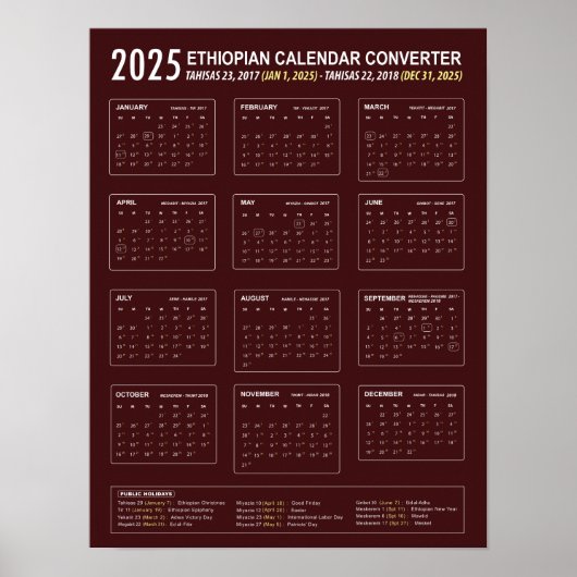 Äthiopischer Kalender-Konverter 2025 Poster (Vorne)
