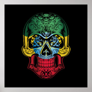 Äthiopischer Schädel und Rose Poster