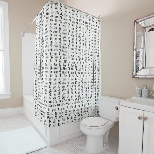 Äthiopisches Amharic-Alphabet Ge'ez Fidel Plakat Duschvorhang (Beispiel)